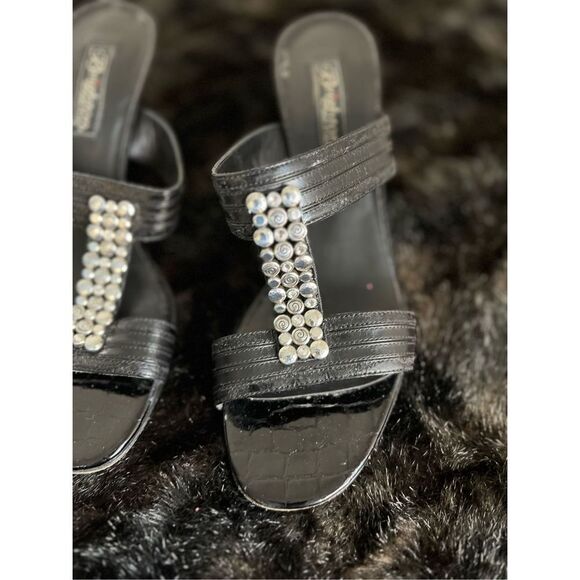 Brighton Black Leather "Resort" Sandal Slides 9 Leather Soles - Picture 5 of 8